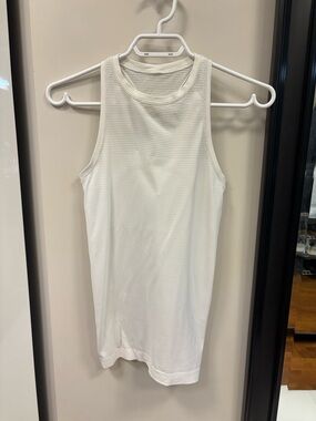 lululemon athletica White Ribbed High-Neck Tank